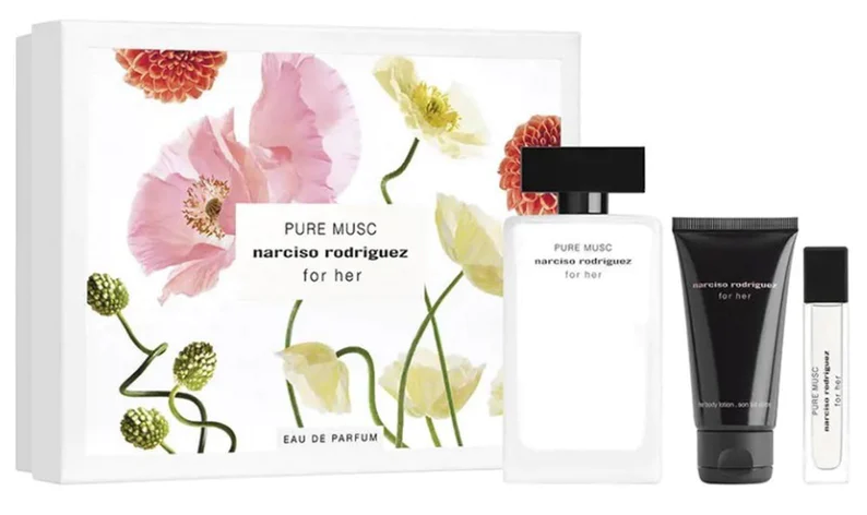 Pure Musc For Her EDP 100 ML + Body Lotion 50 ML +Travel 10 ML  Estuche - Narciso Rodriguez
