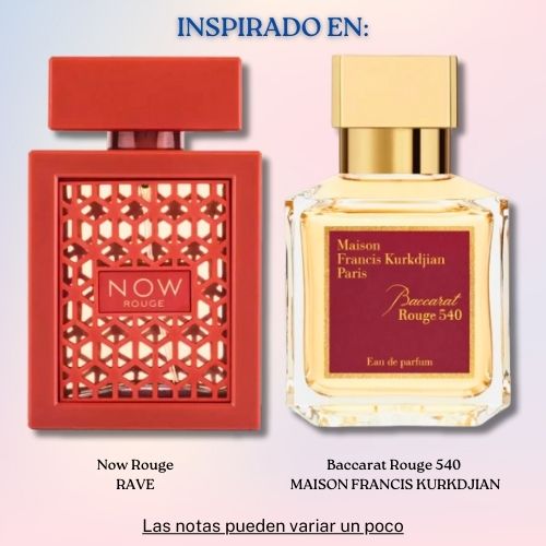 Now Rouge EDP 100 ML Unisex - Rave (Inspirado en Baccarat Rouge 540)