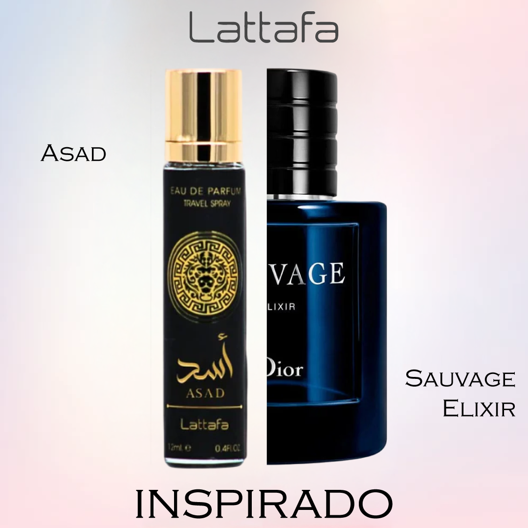 Asad EDP 12 ML Travel Spray for Men - Lattafa - (Inspirado en Sauvage Elixir)