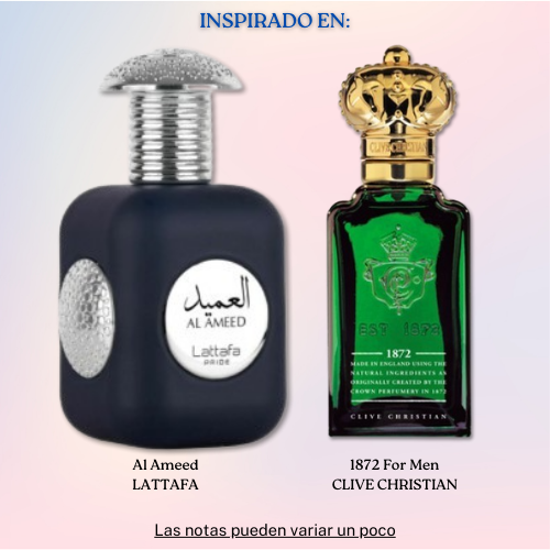 Al Ameed EDP 100 ML for Men - Lattafa - (Inspirado en 1872 For Men)