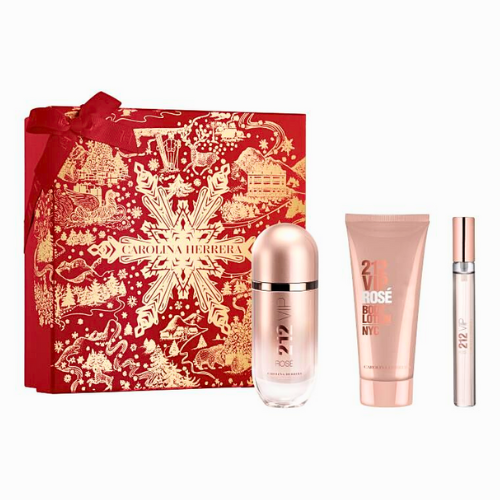 212 Vip Rose EDP 80 ML + Body Lotion 100 ML + Travel 10 ML Estuche - Carolina Herrera