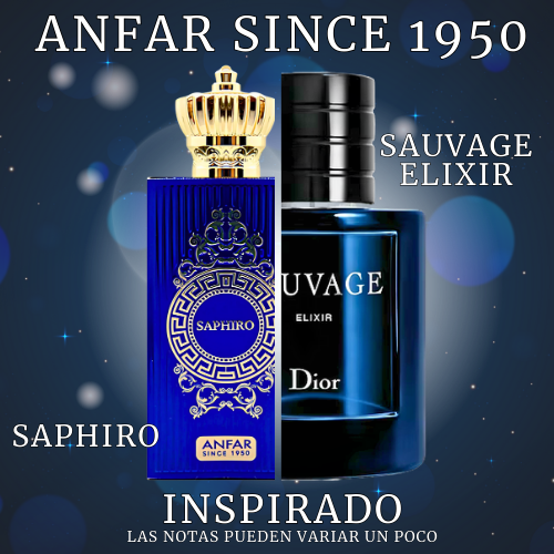 Saphiro Extrait de Parfum 60 ML For Men - Anfar Since 1950 - (Inspirado en Sauvage Elixir)