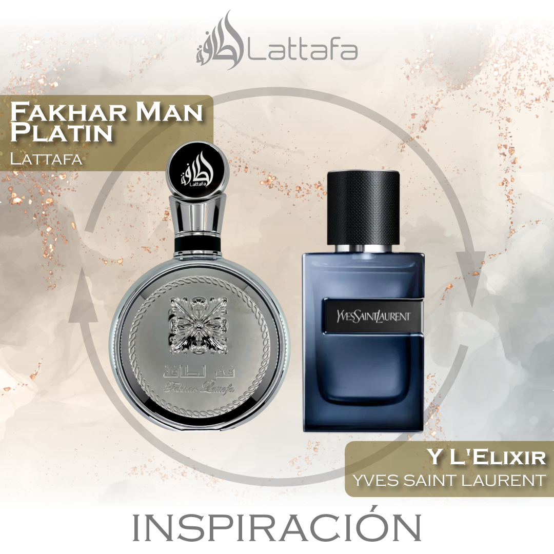 Fakhar Man Platin EDP 100 ML  Unisex - Lattafa - (Inspirado en Yves Saint Laurent Y L'Elixir).