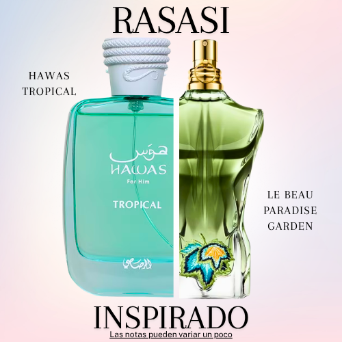Hawas Tropical EDP 100 ML For Him  -  Rasasi - (Inspirado en Le Beau Paradise Garden)