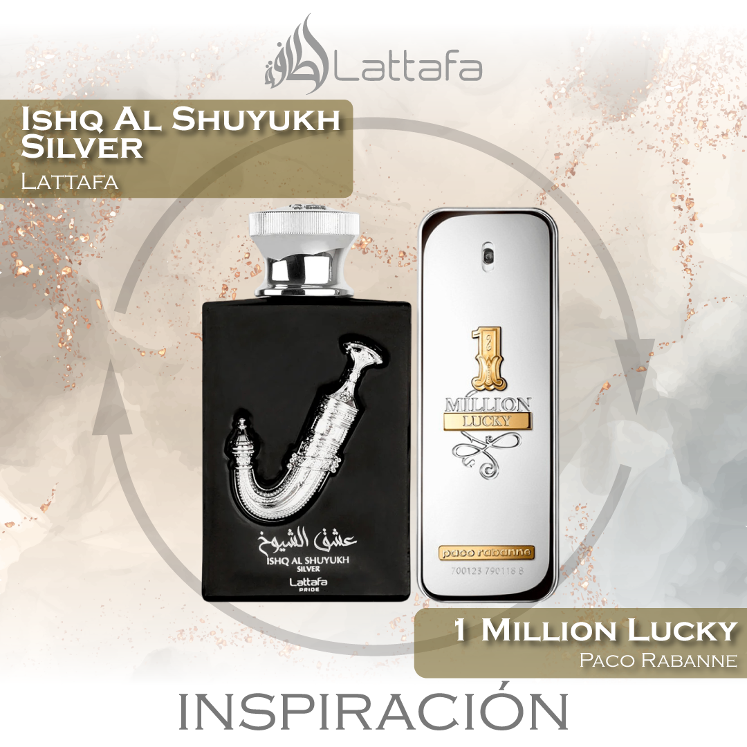 Ishq Al Shuyukh Silver EDP 100 ML For men - Lattafa - (Inspirado en Paco Rabanne 1 Million Lucky)