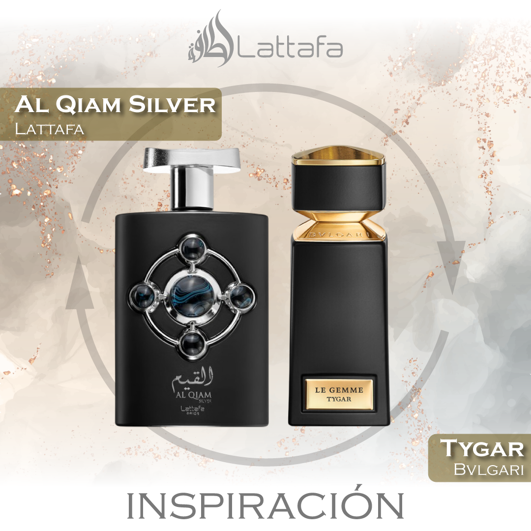 Al Qiam Silver EDP 100 ML for Men - Lattafa Pride - (Inspirado en Bvlgari Tygar)