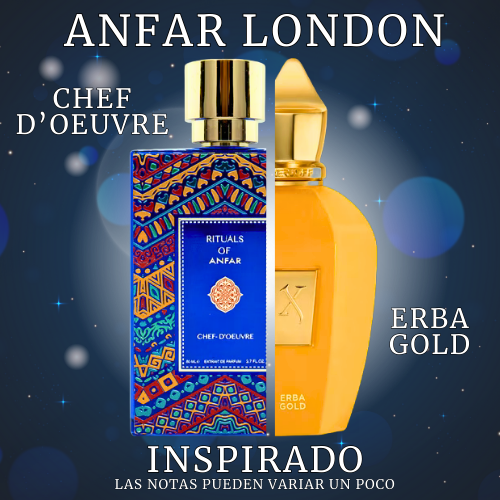 Chef d’Oeuvre Extrait de Parfum 80 ML For Men - Anfar London - (Inspirado en Erba Gold)