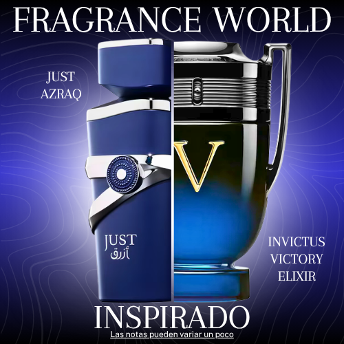 Just Azraq 100 ML EDP Unisex - Fragrance World - (Inspirado en Invictus Victory Elixir de Paco Rabanne)