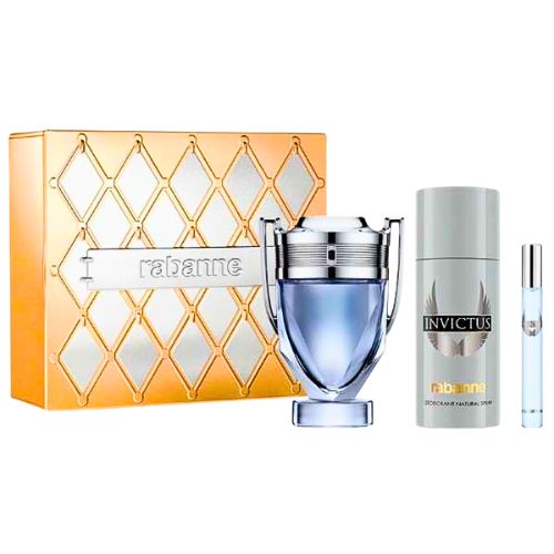 Invictus EDT 100 ML + Travel 10 ML + Deo 150 ML Estuche - Paco Rabanne
