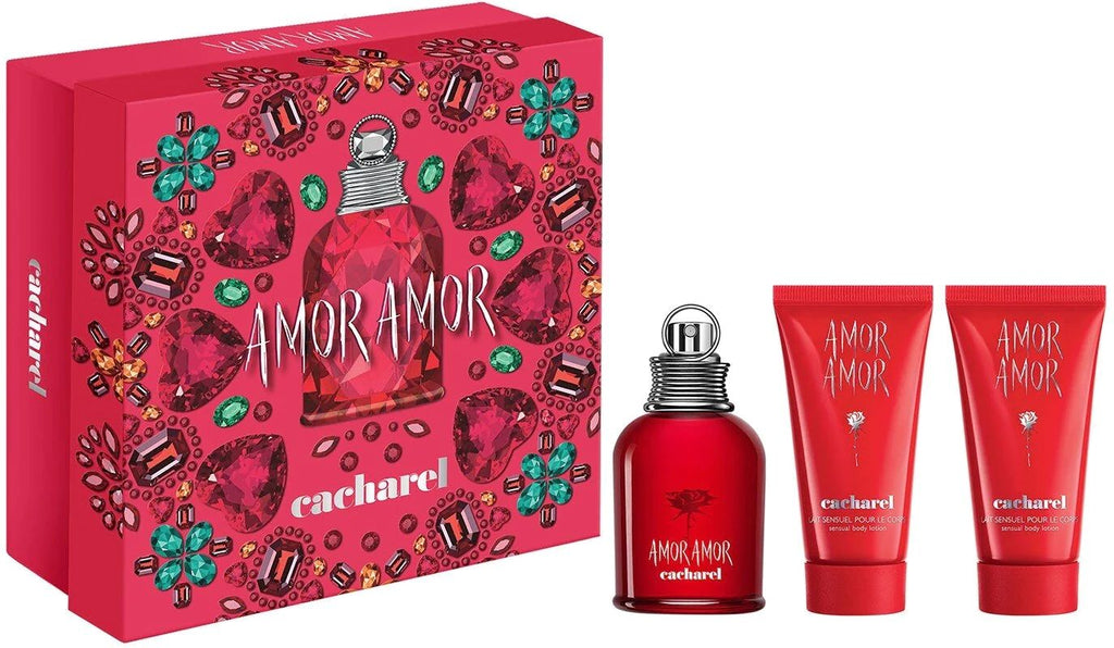 Amor Amor EDT 50 ML + Body Lotion  50 ML+Gel 50 ML Estuche  - Cacharel