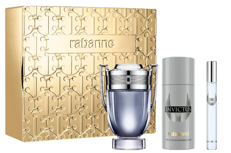 Invictus EDT 100 ML + Travel 10 ML + Deo 150 ML Estuche - Paco Rabanne