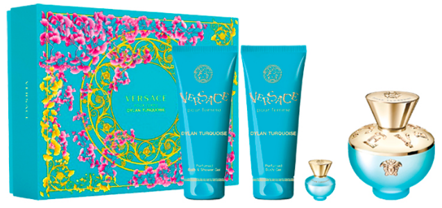 Dylan Turquoise Femme EDT 100 ML+ Travel EDT 5 ML + Shower Gel 100 ML + Body Gel 100 ML Estuche - Versace